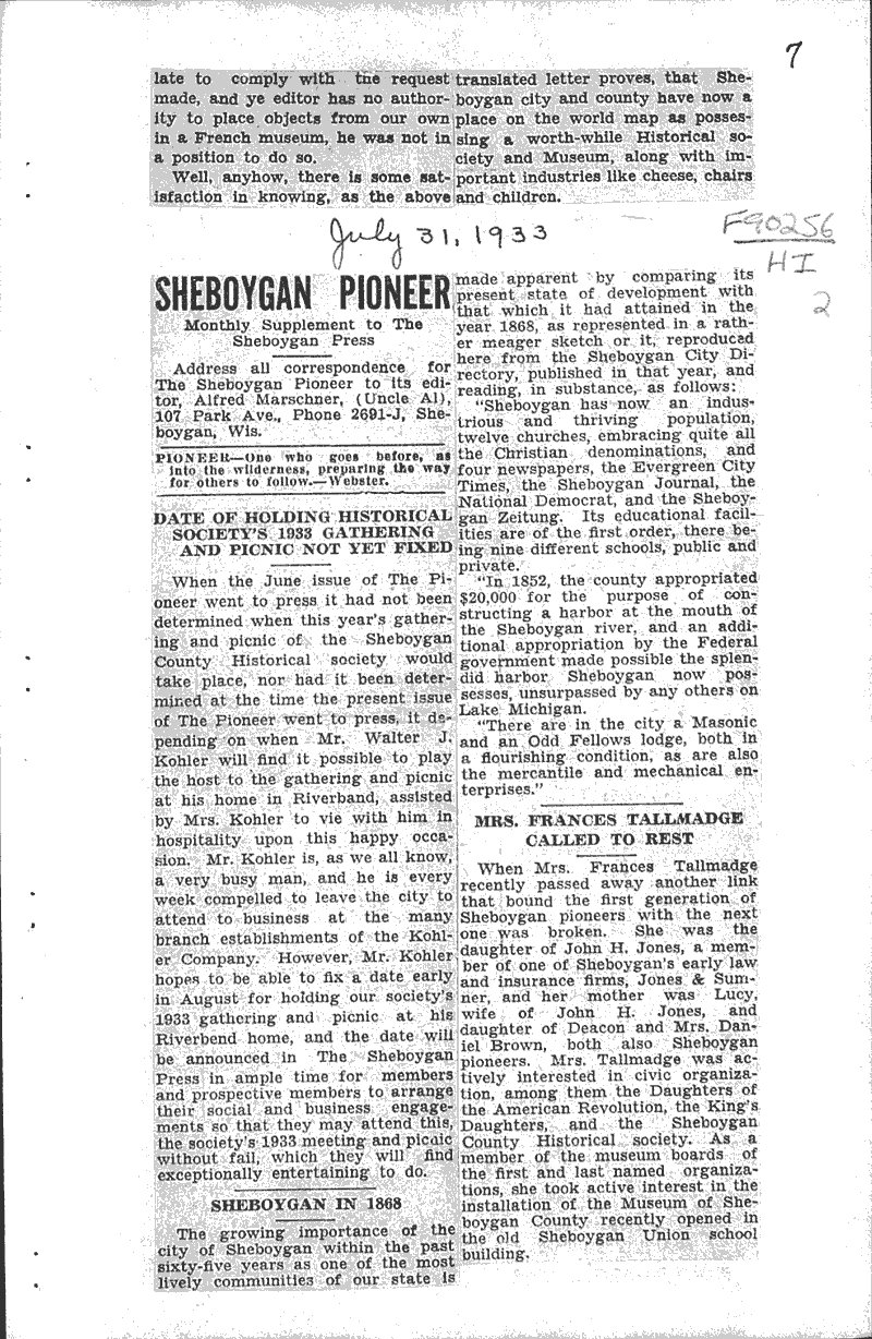  Source: Sheboygan Daily Press Topics: Education Date: 1931-07-24