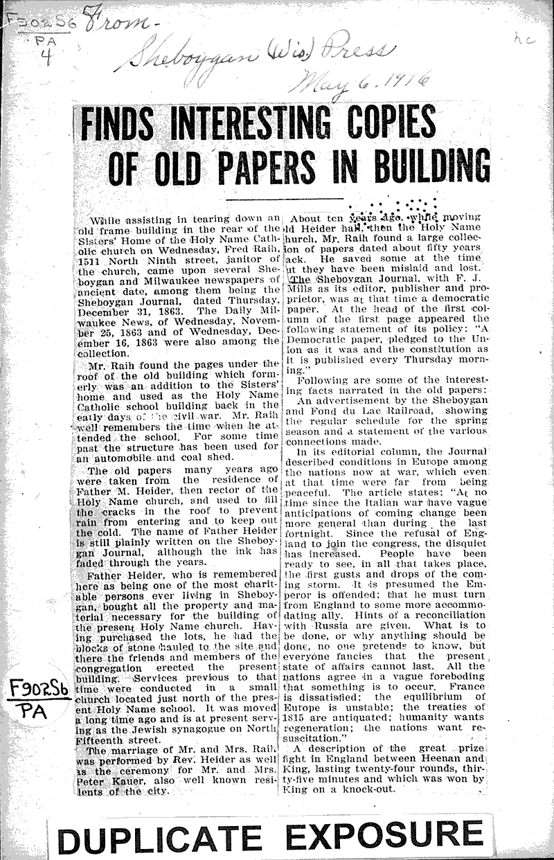  Source: Sheboygan Press Topics: Education Date: 1916-05-06