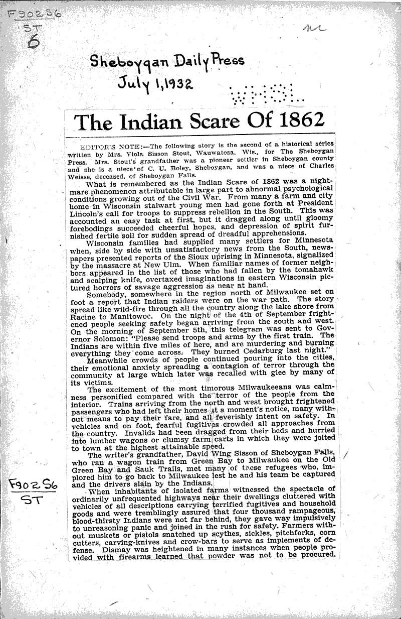  Source: Sheboygan Daily Press Topics: Indians and Native Peoples Date: 1932-07-01