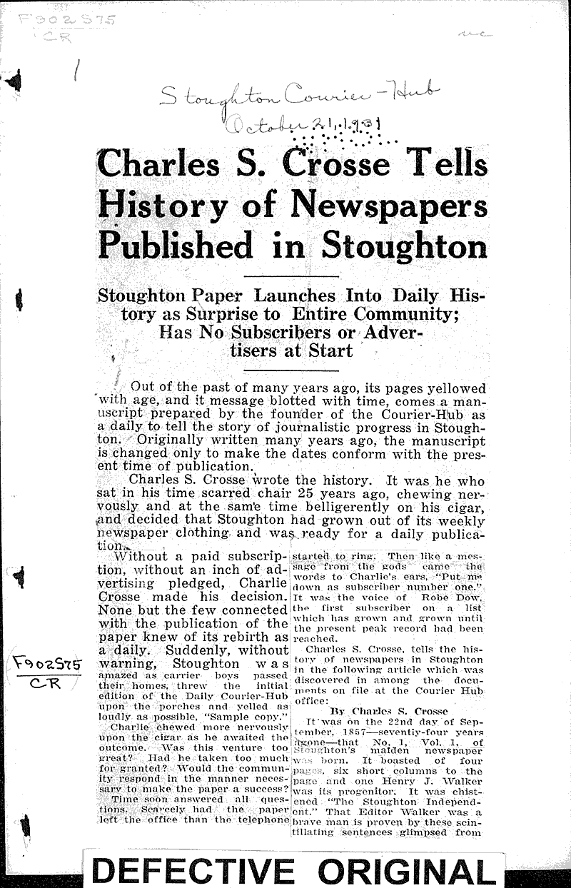  Source: Stoughton Courier-Hub Date: 1931-10-21