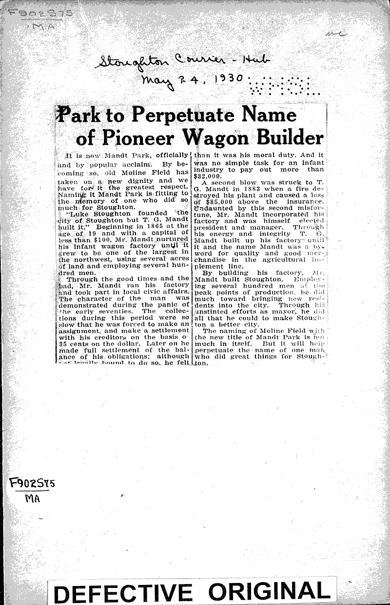  Source: Stoughton Courier-Hub Date: 1930-05-24