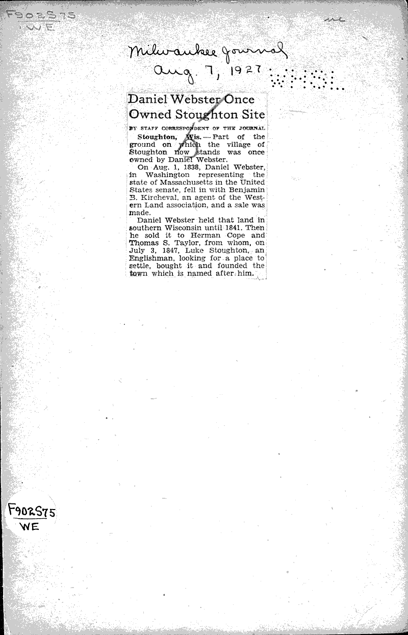  Source: Milwaukee Journal Date: 1927-08-07