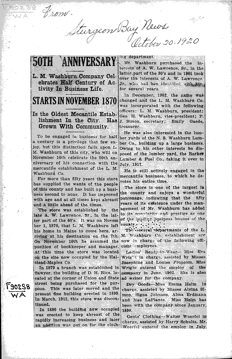  Source: Sturgeon Bay News Date: 1920-10-20