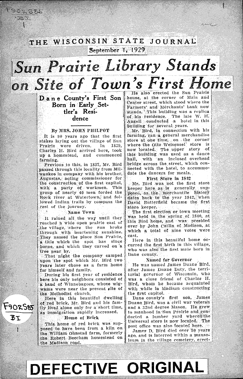  Source: Wisconsin State Journal Date: 1929-09-01