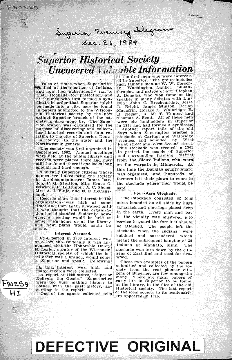  Source: Superior Evening Telegram Date: 1929-12-26