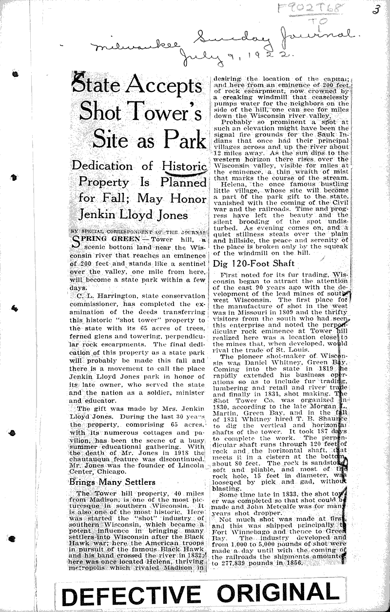  Source: Milwaukee Sunday Journal Date: 1922-07-09