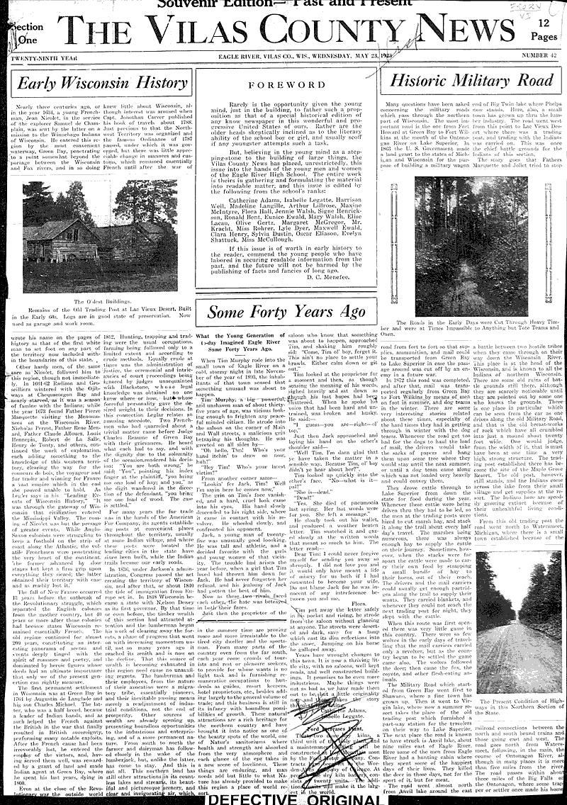  Source: Vilas County News Date: 1923-05-23