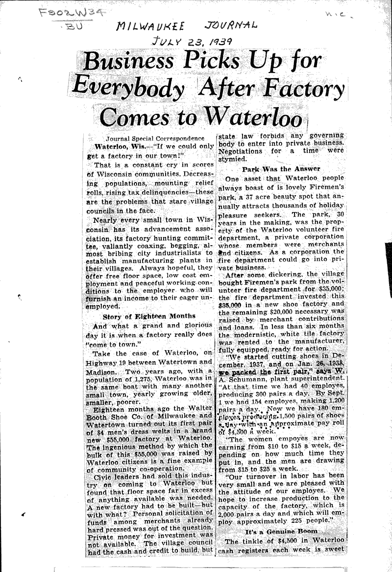 Source: Milwaukee Journal Topics: Industry Date: 1939-07-23