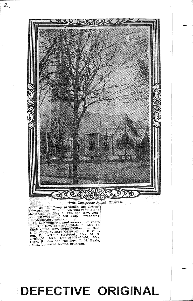  Source: Milwaukee Morning Sentinel Topics: Church History Date: 1913-01-20