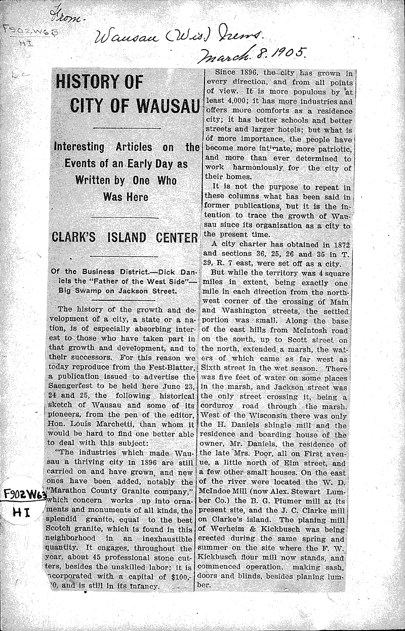  Source: Wausau News Date: 1905-03-08