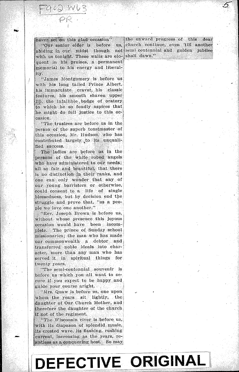  Source: Wausau Record-Herald Topics: Church History Date: 1908-06-03