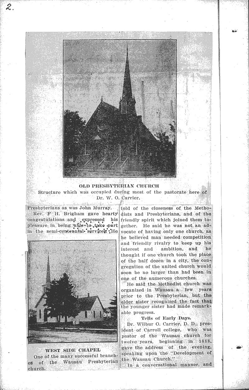  Source: Wausau Record-Herald Topics: Church History Date: 1908-06-02