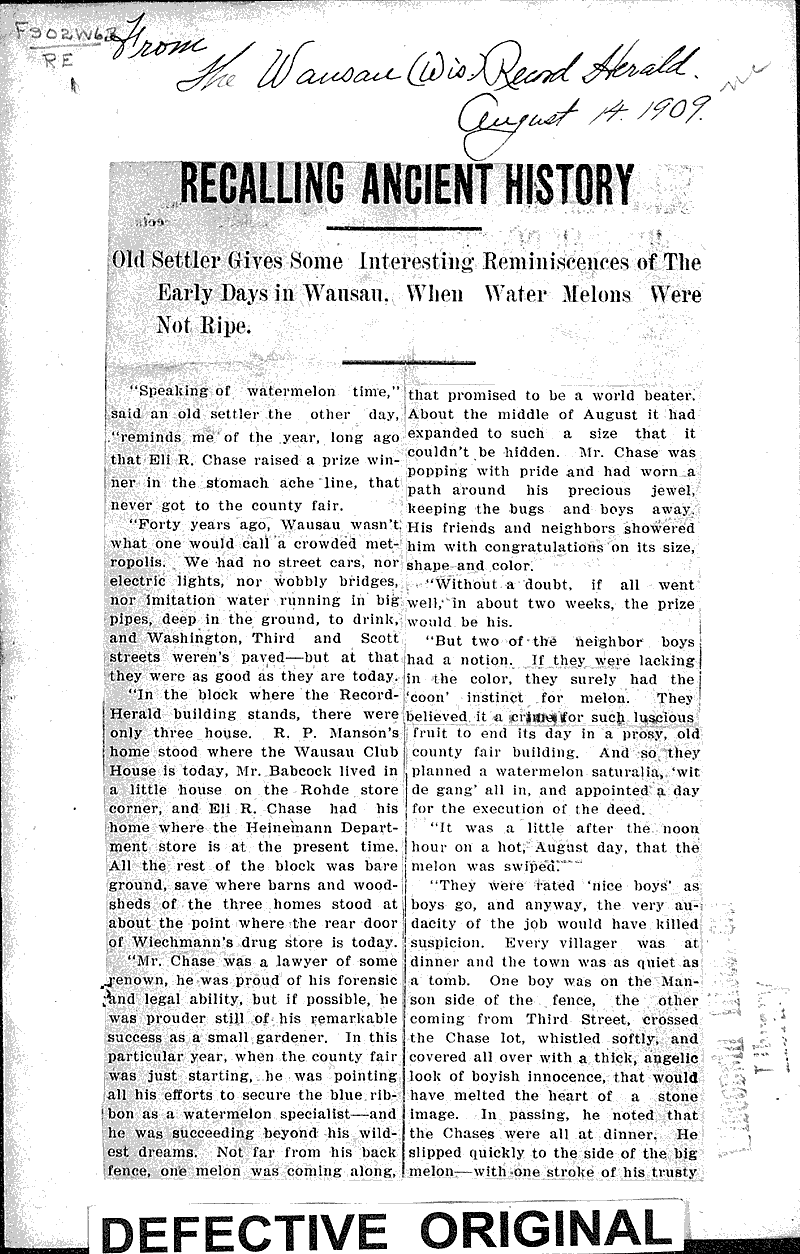  Source: Wausau Record-Herald Date: 1909-08-14