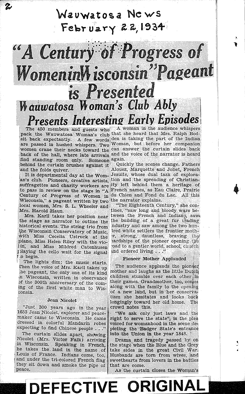 Source: Wauwatosa News Topics: Social and Political Movements Date: 1934-02-22