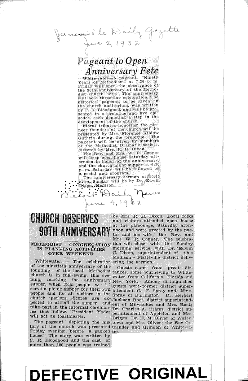  Source: Beloit News Topics: Church History Date: 1932-06-04