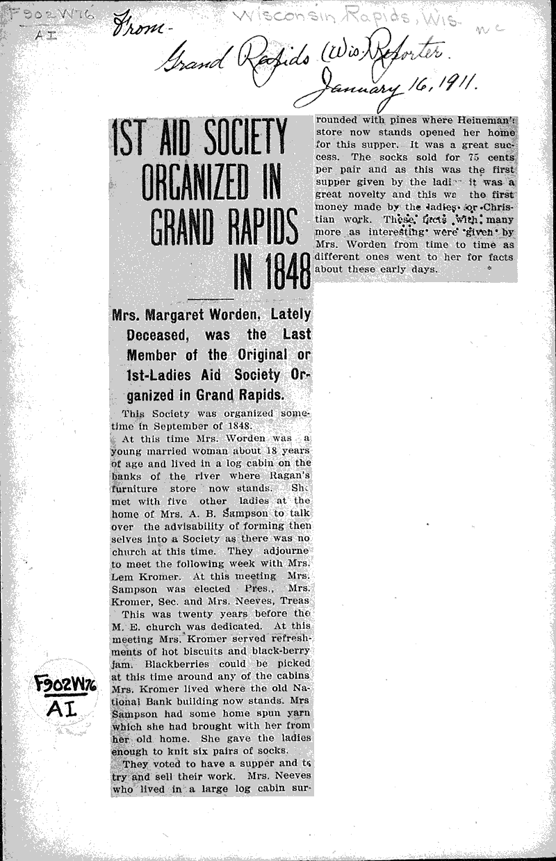  Source: Grand Rapids Reporter Date: 1911-01-16