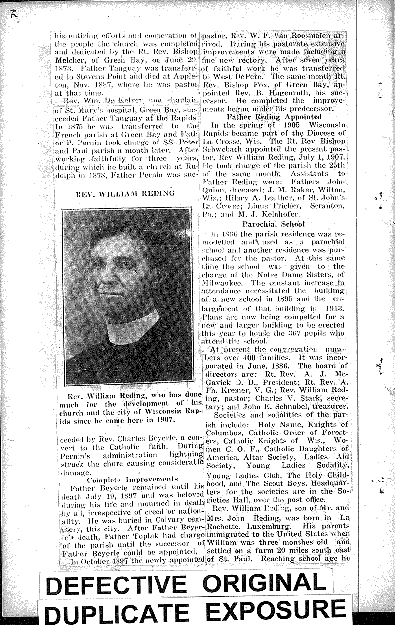  Source: Wisconsin Rapids Tribune Topics: Church History Date: 1923-03-20