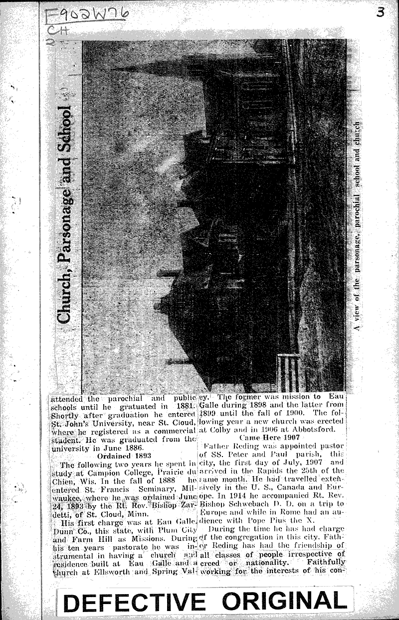  Source: Wisconsin Rapids Tribune Topics: Church History Date: 1923-03-20