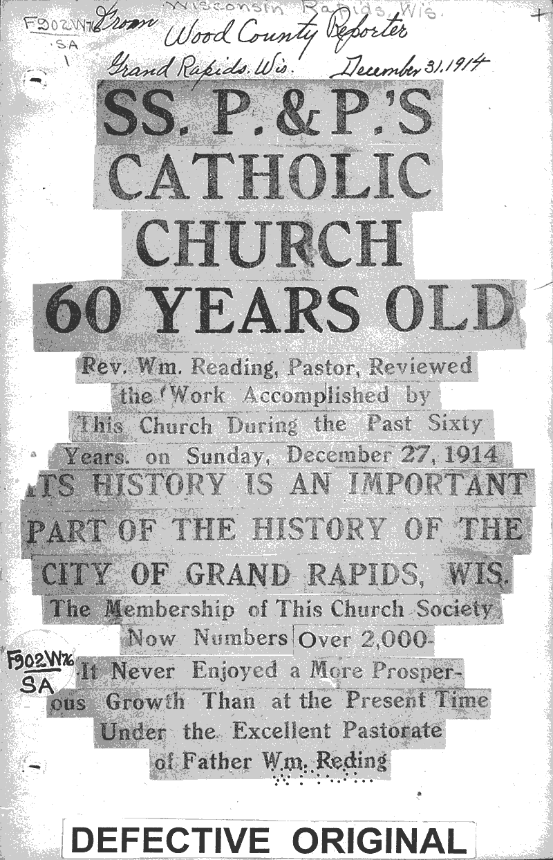  Source: Wood County Reporter Topics: Church History Date: 1914-12-31