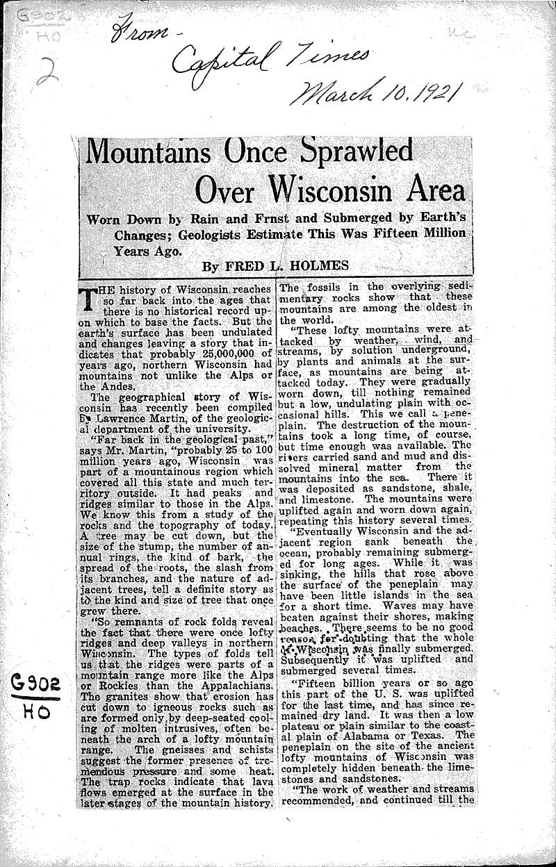  Source: Capital Times Date: 1921-03-10