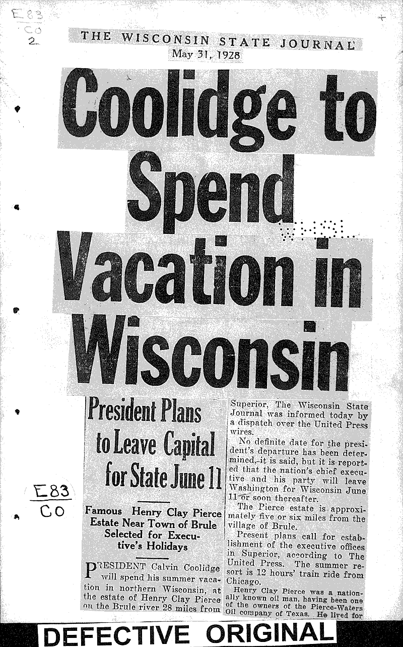  Source: Wisconsin State Journal Date: 1928-05-31