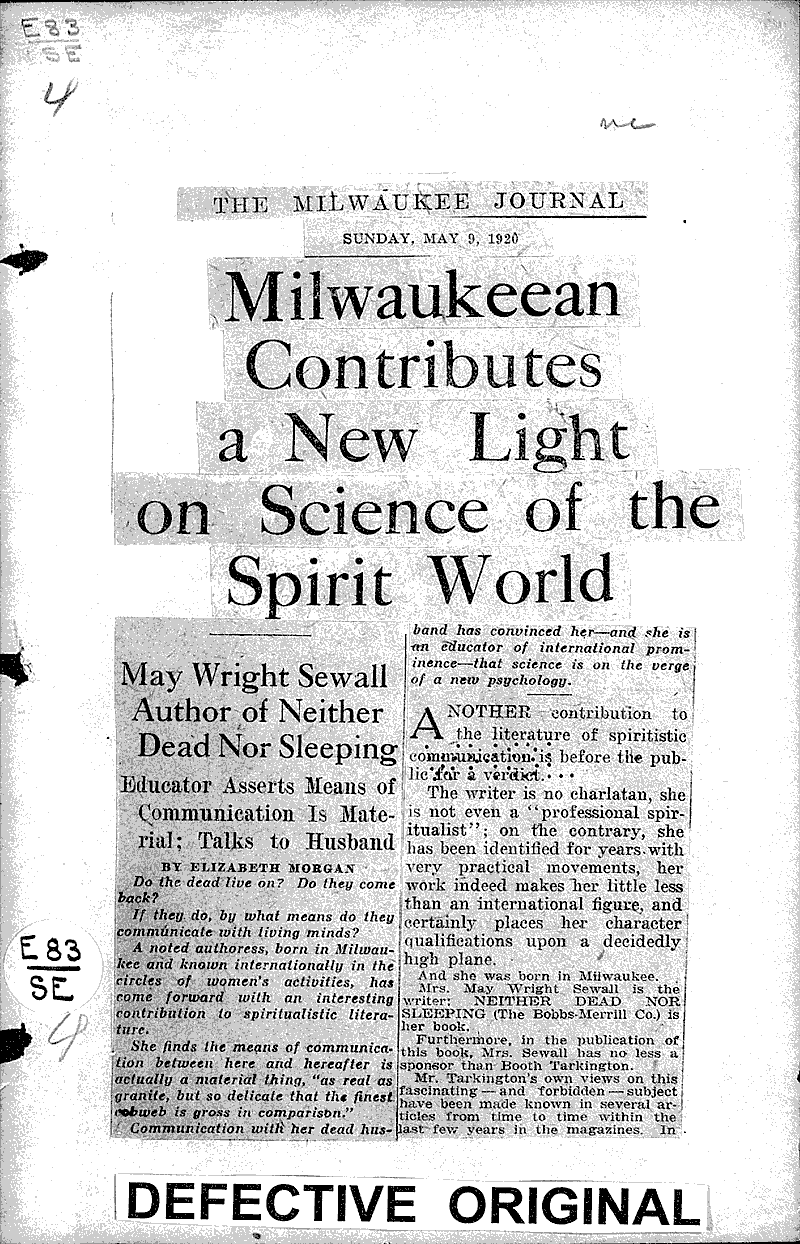  Source: Milwaukee Journal Topics: Art and Music Date: 1920-05-09