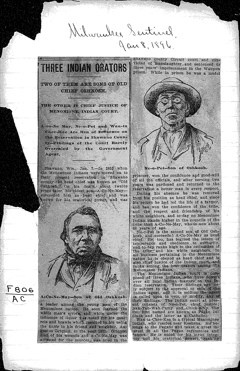  Source: Milwaukee Sentinel Topics: Indians and Native Peoples Date: 1896-01-08