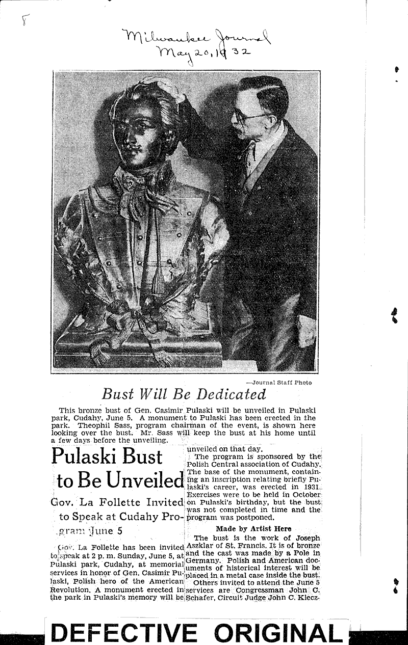  Source: Milwaukee Journal Topics: Art and Music Date: 1932-05-20