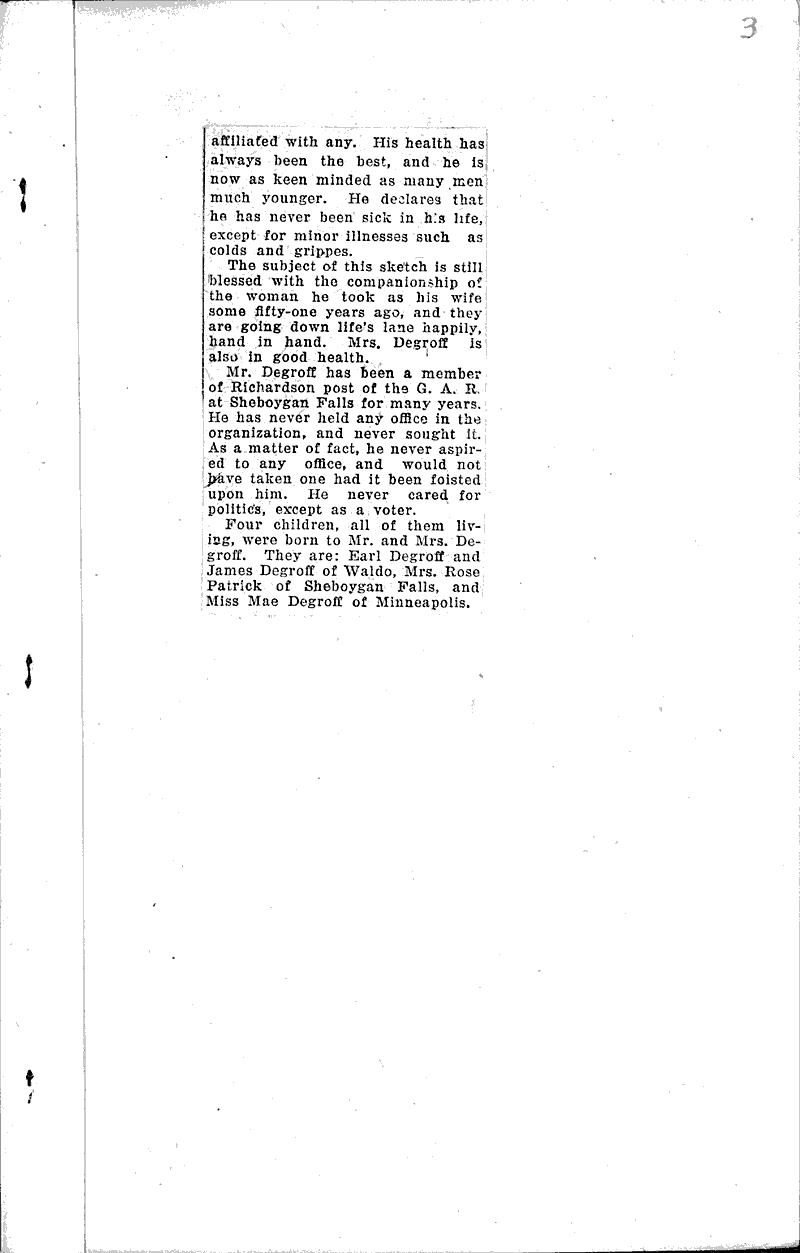  Source: Sheboygan Press-Telegram Topics: Civil War Date: 1923-11-27