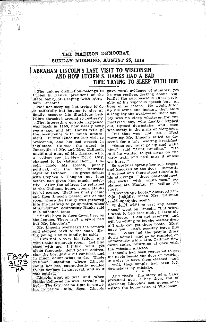  Source: Madison Democrat Topics: Civil War Date: 1918-08-25