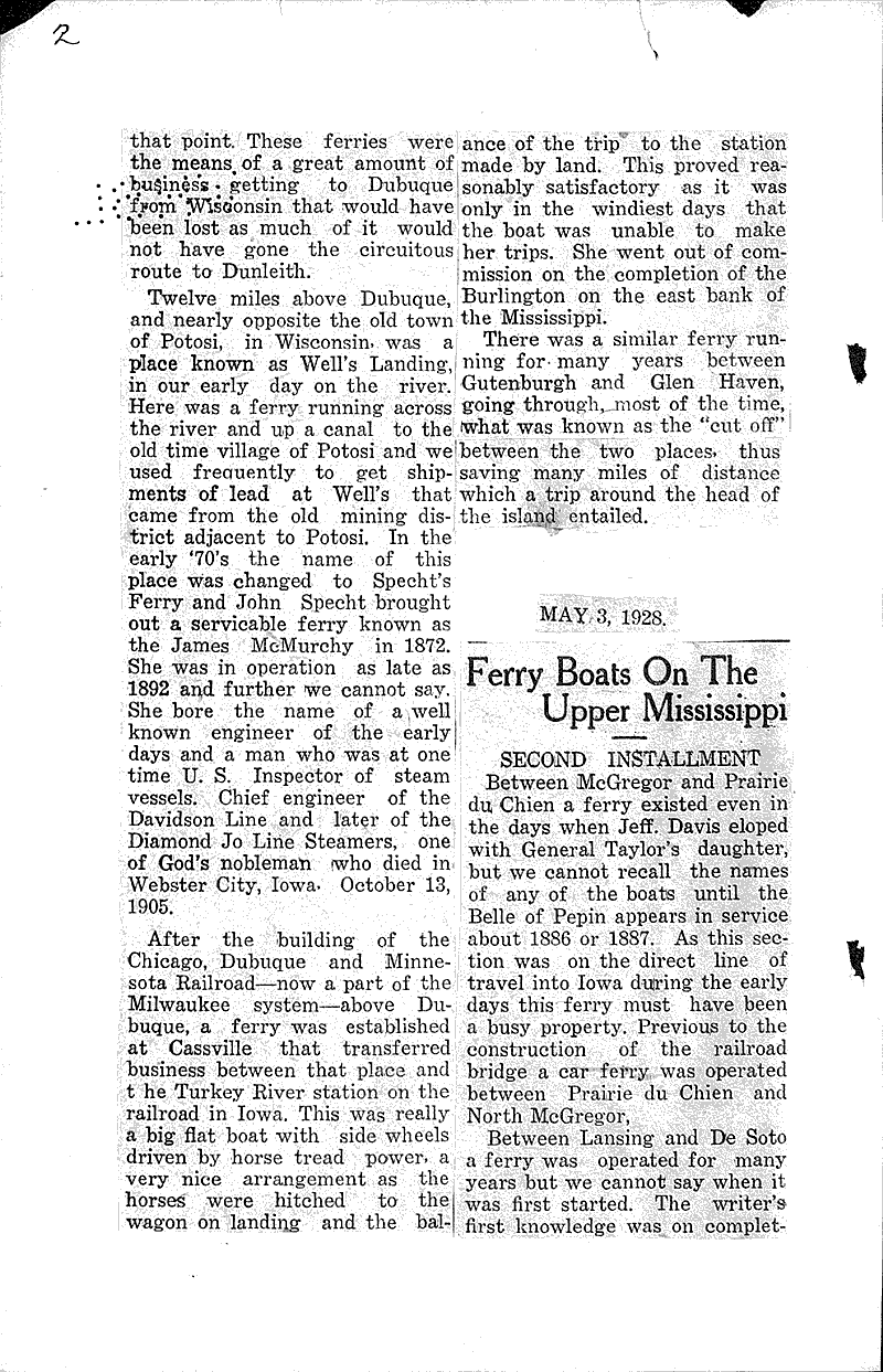  Source: Wabasha County Herald Topics: Transportation Date: 1928-04-26