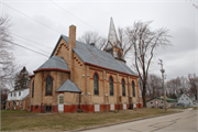 STATE ST AND BEECH ST, SW CORNER, a Early Gothic Revival church, built in Black Creek, Wisconsin in 1915.