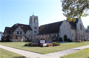 1125 N 6th St and 523 St Clair Ave, a Late Gothic Revival house of worship, built in Sheboygan, Wisconsin in 1954.