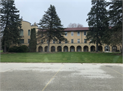 2457 BROWNS LAKE DR, a Romanesque Revival religious residence, built in Burlington, Wisconsin in 1930.