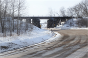Carries railroad over County Highway S, just north of 250th Street, built in Cylon, Wisconsin in .