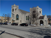 W63 N642 WASHINGTON AVE, a Romanesque Revival church, built in Cedarburg, Wisconsin in 1909.