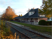 TOWN SQ, a Queen Anne depot, built in Elkhart Lake, Wisconsin in 1897.