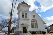 1327 Blake Ave., a Romanesque Revival church, built in Racine, Wisconsin in 1908.