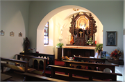 5901 COTTAGE GROVE RD, a Late Gothic Revival roadside chapel/grotto/shrine, built in Blooming Grove, Wisconsin in 1952.
