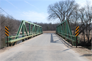 Riverside Road over the Pecatonica River, a Not a Building pony truss bridge, built in Gratiot, Wisconsin in 1952.