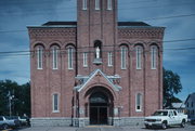 516 BRAZEAU AVE, a Romanesque Revival church, built in Oconto, Wisconsin in 1899.