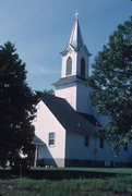 COUNTY HIGHWAY F, a Front Gabled church, built in Dresser, Wisconsin in 1889.