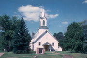 COUNTY HIGHWAY F, a Front Gabled church, built in Dresser, Wisconsin in 1889.