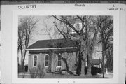 FULTON DR, a Romanesque Revival house of worship, built in Fulton, Wisconsin in 1858.
