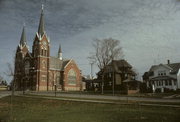 345 N Locust St, a Early Gothic Revival church, built in Reedsburg, Wisconsin in 1908.