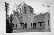 1115 E Green Bay St, a Late Gothic Revival house of worship, built in Shawano, Wisconsin in 1941.