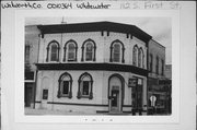 112 S 1ST ST, a Italianate small retail building, built in Whitewater, Wisconsin in 1878.