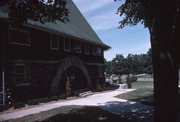 E SIDE OF SMYTHE LN, BETWEEN CHURCH AND EXETER STS, a Romanesque Revival recreational building/gymnasium, built in Delafield, Wisconsin in 1893.