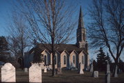N 74 W 13604 APPLETON AVE, a Romanesque Revival house of worship, built in Menomonee Falls, Wisconsin in 1867.