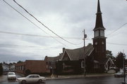 100 E BROADWAY, a Early Gothic Revival church, built in Waukesha, Wisconsin in 1867.